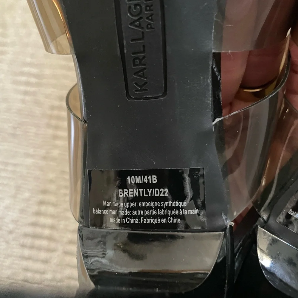 Karl Lagerfeld Black and Clear Heel, Size 10 - Picture 7 of 8